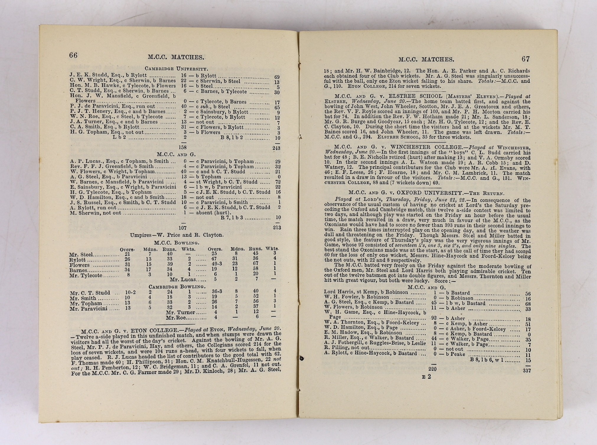 Wisden, John - Cricketers’ Almanack for 1884, 21st edition, original paper wrappers, very minor spotting to early advertisements, title and page edges.